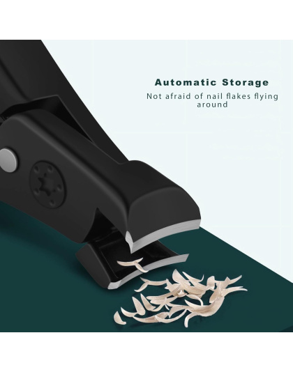 Nail Clippers for Thick Nails with Catcher, Wide Jaw Fingernail and Toenail Cutter for Seniors with Crystal Nail File Cuticle Fork and Storage Case (Dark Green)