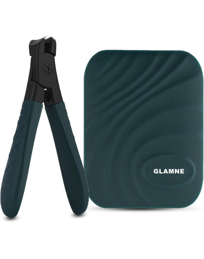 Nail Clippers for Thick Nails with Catcher, Wide Jaw Fingernail and Toenail Cutter for Seniors with Crystal Nail File Cuticle Fork and Storage Case (Dark Green)