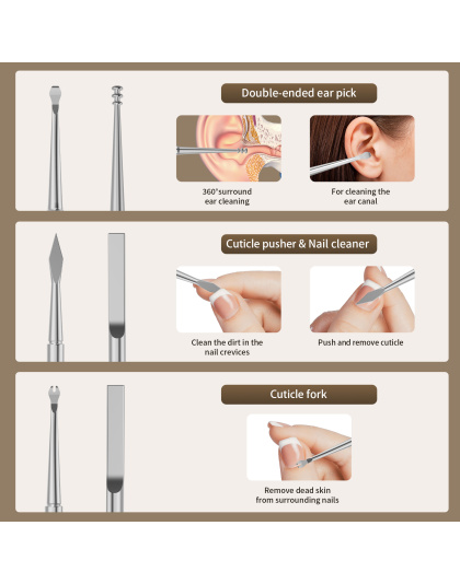 Nail Clippers Set Tweezers Scissors Manicure Grooming kit 9 in 1 with Zip Leather Case