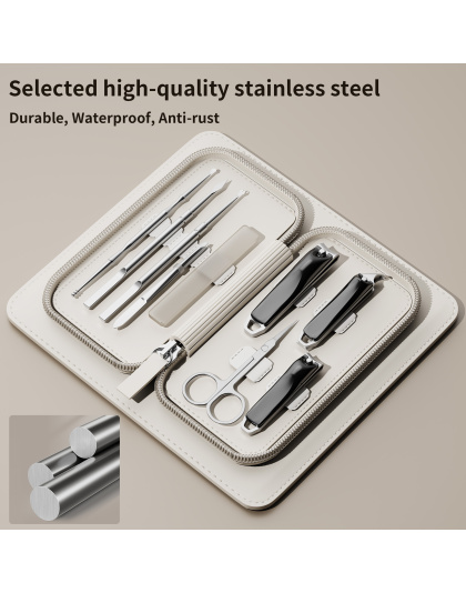 Nail Clippers Set Tweezers Scissors Manicure Grooming kit 9 in 1 with Zip Leather Case