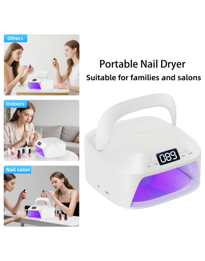 UV Gel Nail Lamp LED Nail Light Fast Dryer for Gel Polish Curing with Arm Rest Portable Handle 4 Timers Automatic Sensor Double Led Display