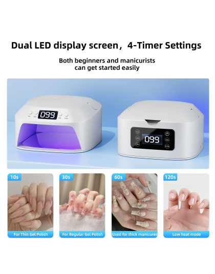 UV Gel Nail Lamp LED Nail Light Fast Dryer for Gel Polish Curing with Arm Rest Portable Handle 4 Timers Automatic Sensor Double Led Display