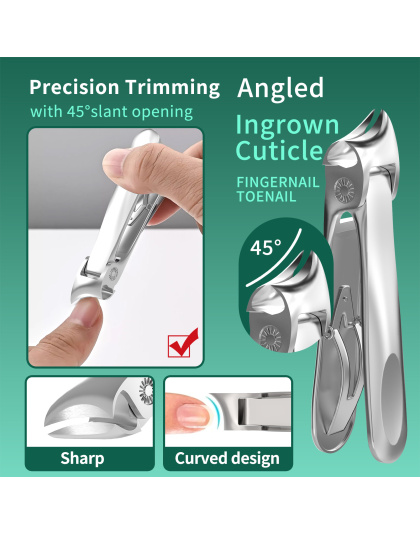 5-in-1 Toenail Clippers for Seniors with Thick &amp; Ingrown Nails – Professional Pedicure Kit with Long Handle Nail Cutter, Slanted Curved Blade, Nail File &amp; Lifter – Gift Set with Leather Case